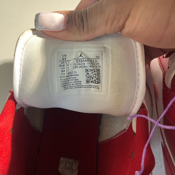Red and white low Jordan’s